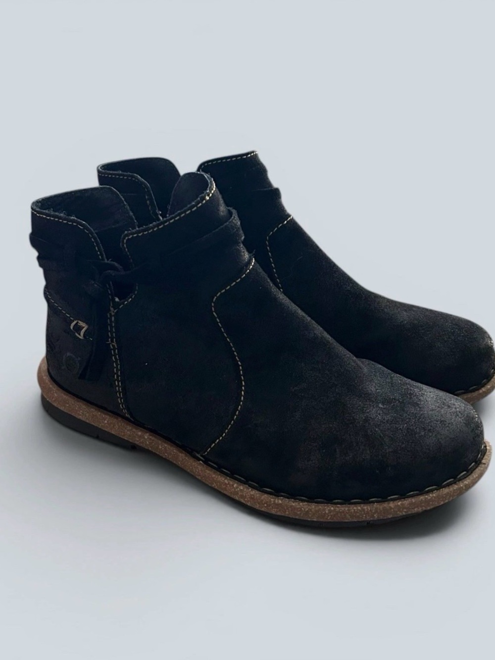 Born Tarkiln Black Suede Ankle Boots Womens 9.5 Comfort Casual Minimalist